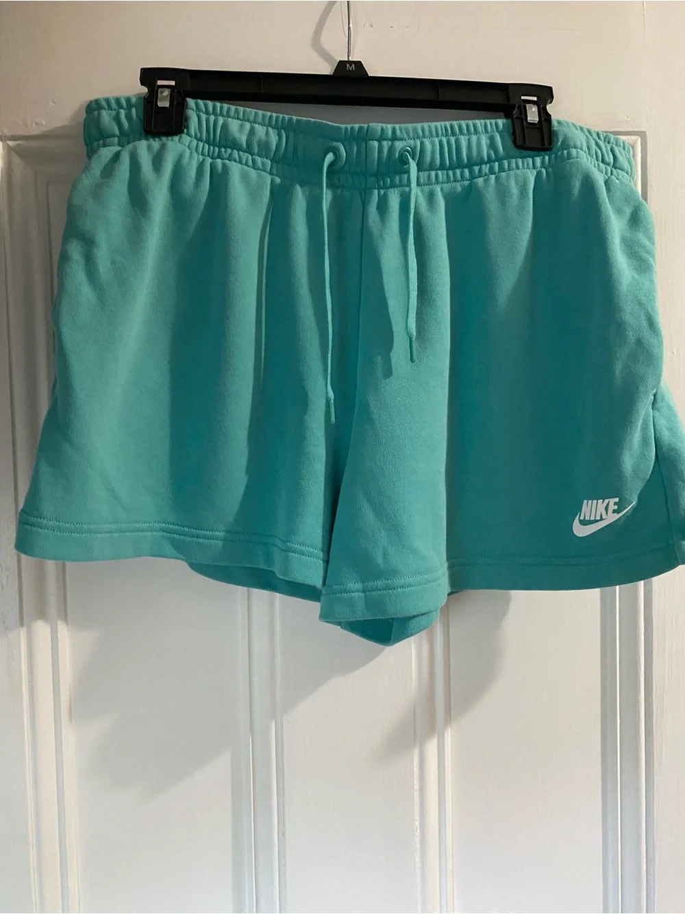 Nike Women's Teal Fleece Drawstring Shorts great condition size L